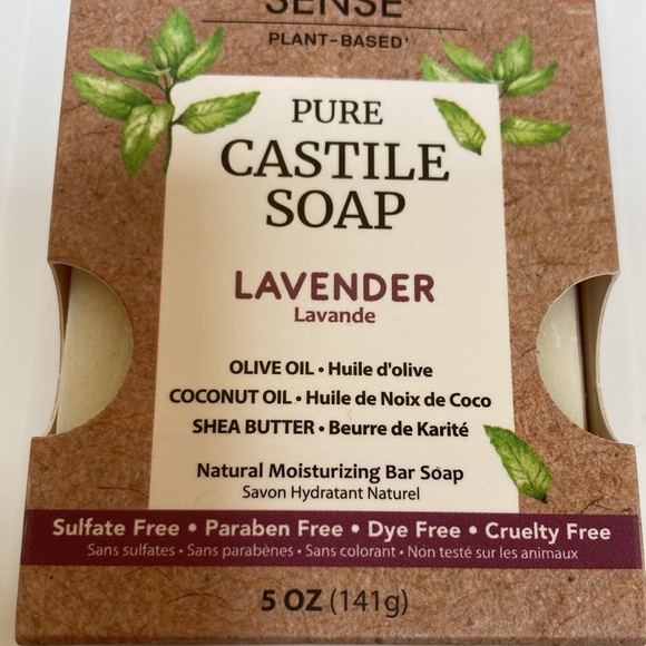 NATURAL SENSE Plant Based VEGAN Pure Castile Lavender Soap 5 oz with Scrubbie - Picture 2 of 9